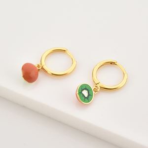 FUAMAY — boucles d'oreilles rondes De fruits <span class=keywords><strong>2022</strong></span>, nouveauté 925, en émail vert - Product Image 6