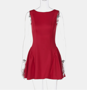 slim fit dress slacks Open Back Flare Mini Dress