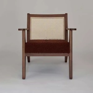 北欧のミニマリスト無垢材のソファチェアデザイナーのヴィンテージラタンシングルチェアリビングルームの神秘的な芸術的なレジャー - Product Image 3