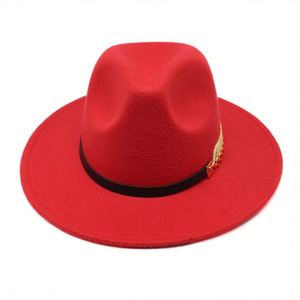 Chapeau Fedora Classique Élégant en Feutre pour Homme, Style Britannique Vintage, à Large Bord Plat, avec Chaîne, pour Femme et Homme, Vente en Gros - Product Image 3