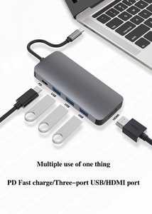 Station d'accueil <span class=keywords><strong>USB</strong></span>-<span class=keywords><strong>C</strong></span> grise, <span class=keywords><strong>alimentation</strong></span> PD, charge, hub <span class=keywords><strong>USB</strong></span> multifonction 3.0, projection d'écran HD 4K 60HZ, adaptateur <span class=keywords><strong>USB</strong></span>-<span class=keywords><strong>C</strong></span> vers HDMI - Product Image 3