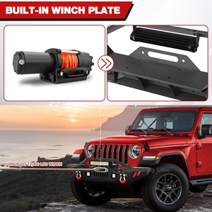 Front Bumper Compatible with <strong>Jeep</strong> Wrangler JK JL &amp; Gladiator JT 2007-2024, Offroad Full Width Bumper with <strong>Winch</strong> Plate - Product Image 5