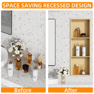 מפעל ODM ו-OEM נישה למקלחת מפלדת אל-חלד 304 בגודל 30x90x10 ס\\\"מ בציפוי פליז מוברש PVD עם 3 מדפים, ללא צורך באריחים, אחסון נישה לאמבטיה - Product Image 4