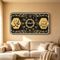 Décoration d'intérieur, calligraphie arabe, Mecque, toile, cadre lumineux LED de luxe, peintures murales islamiques, images avec horloge
