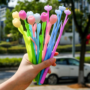 Bolígrafo de Gel de Silicona Suave con Diseño de Flor, Color Degradado, para Oficina y Escuela - Product Image 3