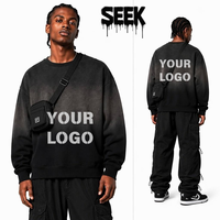 Sweat-shirt pour homme en velours épais 400 GSM, dégradé ombré, col boutonné, coupe classique, brodé, style streetwear