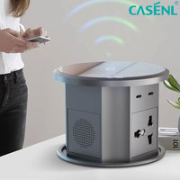 Motorisierte Pop-up-Steckdose für Küchenarbeitsplatten, Smart WiFi 15W Kabelloses Laden 4 AC 2 USB-A 2 Typ-C Konferenztisch