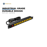 PDU Rak Mount 1U Standar Amerika dengan Saklar On/Off, Unit Distribusi Daya 19 Inci, Stopkontak Aluminium