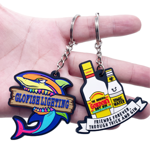 Designer Brand Simple Cartoon Cute Silicon PVC Keychain Custom Logo Rubber Material Accessory Promotional Keychains Carabiners