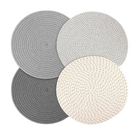 Lot de 4 dessous-de-verre et sets de table réutilisables en polyester et coton de luxe, 18 cm, pour la décoration de table à manger, sous-verres, dessous de plat, dessous de pot, isolants