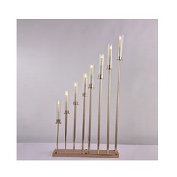 Lustre de table en métal doré à 8 têtes avec lumières LED, lampe de chemin pour décoration de mariage