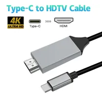 Kabel adaptor Tipe C ke HDMI USB 3.1 ke HDMI, kabel ekstensi kabel USB 4K 30Hz untuk MacBook PC Monitor
