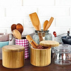 Bamboo <b>Spice</b> <b>Jar</b> Set With Magnetic Lid Airtight Storage For Kitchen Tea Sugar Salt M Size - Product Image 4