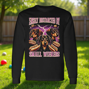 T-shirt à manches longues pour chien teckel, facilement distrait par les petits chiens teckel - Product Image 3