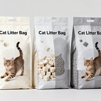 Sachet Doypack imprimé directement par le fabricant pour aliments pour chats, avec illustrations réalistes de chats, fermeture éclair refermable, pour 5 kg