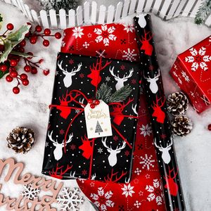 Red And Black Christmas <b>Wrapping</b> <b>Paper</b> 17 Inch X 33 Feet Double Side Reindeer Snowflake Pattern Holiday Gift Wrap - Product Image 2