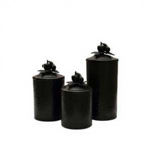 Boîte de conservation alimentaire en acier inoxydable noir martelé à la main, style européen, écologique, avec couvercle à boucle, fraîcheur - Product Image 1