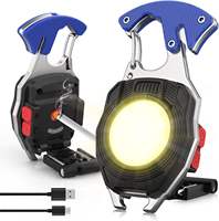 Senter Camping Outdoor Magnet Pembuka Botol Senter Kecil Multifungsi Pemantik Rokok Mini LED Lampu Gantungan Kunci Isi Ulang