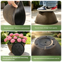 Pot de fleurs en résine texturée gaufrée respirant pour la maison, design vintage de style européen, résistant à la corrosion, durable, pour Pothos
