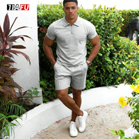 Ventes en gros de ensembles pour hommes personnalisés, ensembles décontractés en deux pièces, polo et short, vêtements de rue, fabricants de vêtements