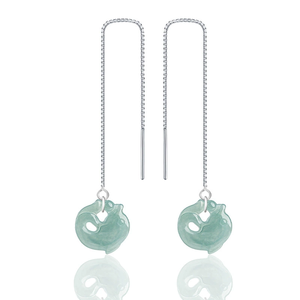 Pendientes de Plata S925 con Esmeralda Natural Azul Agua de Delfín y Jadeíta de Grado Hielo, de Alta Gama para Mujer - Product Image 2