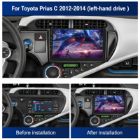 Lecteur GPS avec écran tactile de 9 pouces, autoradio stéréo multimédia pour Toyota Prius C 2012~2014 avec WIFI BT RDS Carplay