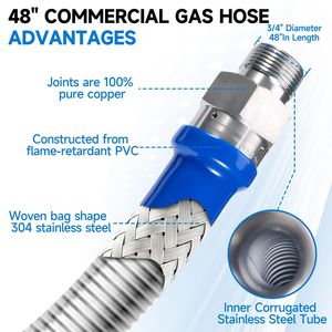 Tuyau de gaz commercial ASTM série 300 de 48 pouces * 3/4 <span class=keywords><strong>pour</strong></span> le <span class=keywords><strong>marché</strong></span> américain, ligne de gaz flexible, kits de tuyaux de gaz bleus revêtus, approuvé par la CSA, SanSheng - Product Image 3
