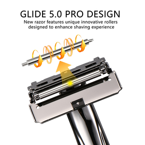 Afeitadora Spolo 21TS Glide Pro para Hombre, de Acero Inoxidable, con Soporte, Reutilizable, de Metal, con Doble Cuchilla y Cabezal Giratorio - Product Image 4