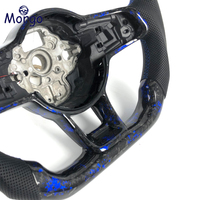 Volant de course en fibre de carbone forgée bleue personnalisé avec écran LED pour l'amélioration sportive de l'intérieur de voiture, compatible Volkswagen Golf 7 GTI MK6 MK7