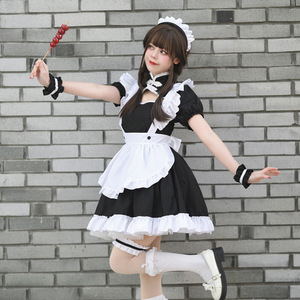 Black And White Chinese Style Maid Costume Dress For Women Stage Performance Cosplay Outfit Plus Size With Label - Product Image 3