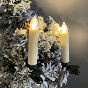 10pcs Set Flicker Christmas LED Candles Warm White 10 Keys Remote Control Decorative Plastic LED Candle Christmas Tree withClip