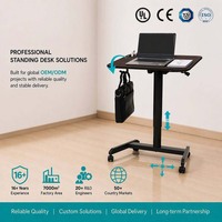 Bureau ergonomique pneumatique à une jambe, moderne, en métal blanc, réglable en hauteur, mobile, avec plateau pliable, écologique, pour position assise ou debout