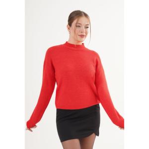 Suéter de Punto Rojo de Cuello Alto al por Mayor, Estilo Coreano Informal y Moderno, Largo, con Logotipo Frontal, Tejido a Crochet, Estampado Otoñal - Product Image 3