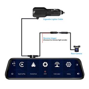 Full HD Ổ ghi dòng Dash Camera Gương Chiếu Hậu DVR với Carplay Android tự động gương liên kết - Product Image 2