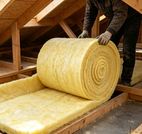 INSULWOOL – Nouvelle Couverture/Rouleau en Laine de Verre Écologique au Design Moderne avec Feuille d'Aluminium, Feuille de Fibre de Verre Absorbant la Chaleur, Isolation Phonique et Ignifuge