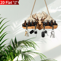 Meilleur chasseur de tous les temps Porte-clés mural à un niveau 4 crochets pour clés Sculpture sur bois Décor pour le stockage d'outils Installation facile