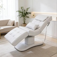 Meubles de salon de beauté blancs en cuir, lit de spa facial électrique, table de massage moderne à 3 moteurs, cadre en acier inoxydable, haute densité