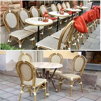 Chaise de bistrot empilable en aluminium avec coussin imperméable pour extérieur, jardin, balcon, terrasse – Vente en gros