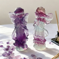 Offres Spéciales cristal naturel artisanat arc-en-ciel Fluorite ange pierres de guérison princesse fée sculpture pour cadeau