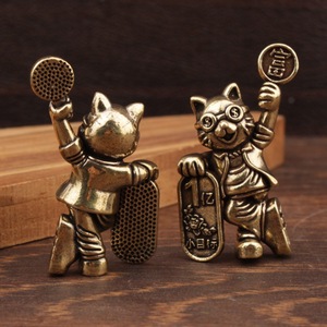 ตุ๊กตาแมวนำโชคทองเหลือง 2 ชิ้น ตกแต่งโต๊ะทำงานลายการ์ตูน พร้อมเป้าหมาย 100 ล้านหยวน ของตกแต่งบ้านและสำนักงาน - Product Image 2