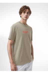 เสื้อยืดคอกลมแขนสั้นทรงปกติสำหรับผู้ชาย พิมพ์โลโก้ตามสั่ง ผ้าเจอร์ซีย์ถักจากผ้าฝ้าย ระบายอากาศได้ดี สไตล์ลำลอง - Product Image 2
