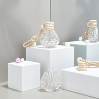 Diffuseur de parfum pour voiture en verre en forme de coquille, flacon suspendu, désodorisant, bouchon en bois, logo personnalisé, vente en gros