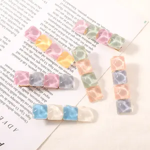 Hot Sale Candy Color Blue Pink Yellow Cute Square Hair clips