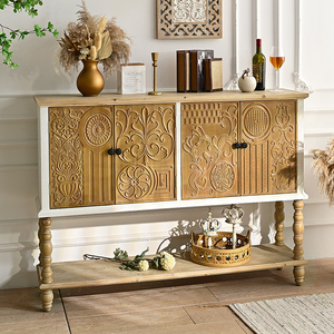 Buffet moderne en bois massif blanc avec étagère, meuble de rangement pour salle à manger, idéal pour la maison et l'hôtellerie - Product Image 3
