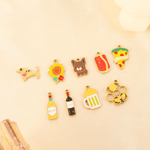 Olivia Acero inoxidable queso girasol perro Pvd 18K chapado en oro perro abeja cerveza coque hombres mujeres moda colgante para la fabricación de joyas - Product Image 5