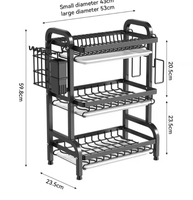 Étagères de rangement de cuisine à double niveau en plastique pour vaisselle, baguettes, couteaux et bols - Support multifonctionnel pour égouttoir de comptoir