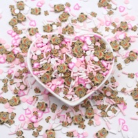 1 KG/sac 1cm Adorable Ours et Coeurs Tranches d'argile et bonbons Sprinkles pour bricolage Gobelet Remplissage Figurines non toxiques
