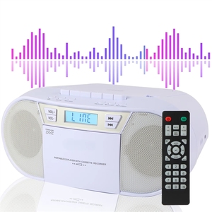 Lecteur <span class=keywords><strong>CD</strong></span> stéréo portable multifonctionnel avec lecteur de cassettes, <span class=keywords><strong>radio</strong></span> AM/FM, enregistreur, haut-parleurs doubles - Product Image 5
