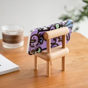Wooden Phone Holder Mini Chair Desk <b>Stand</b> Portable <b>Desktop</b> Decoration - Product Image 4