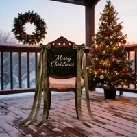 2 Pièces – Élégantes Nœuds de Chaise Brodés Joyeux Noël Personnalisés en Velours pour Chaises de Salle à Manger de Noël